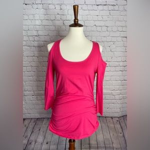 Boston Proper Cold Shoulder Ruched Tee Size M